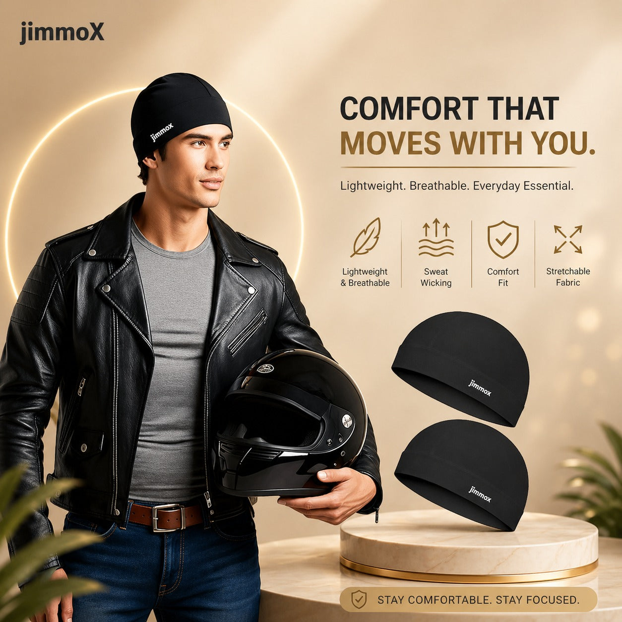 Helmet Skull Cap for Men & Women | Breathable Cycling Cap | Sweat-Wicking Helmet Liner | Lightweight Cooling Beanie for Biking, Running, Outdoor Sports