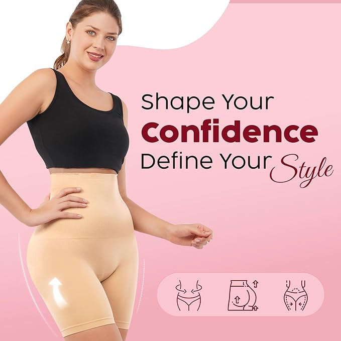 Women's Tummy Tucker Shapewear Shorts | High Waist Slim Fit Body Shaper for Women | Under Dress Anti Rolling Seamless Thigh Shaping Panty