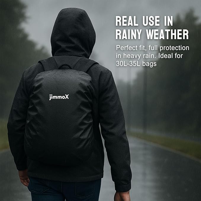 Waterproof Bag Rain Cover for 30L-35L Backpacks | Dustproof & Rubberized Black Cover for School Bag, Laptop Bag, Hiking, Travel Use (1)