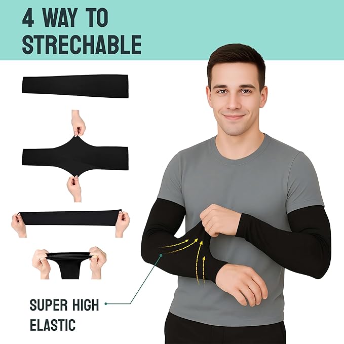 Arm Sleeves for Men & Women Sun Protection Hand Sleeves for Boys & Girls with Thumb-Hole UV Protection Hand Cover for Running, Cycling, Bike Riding, cricket and Outdoor Sports