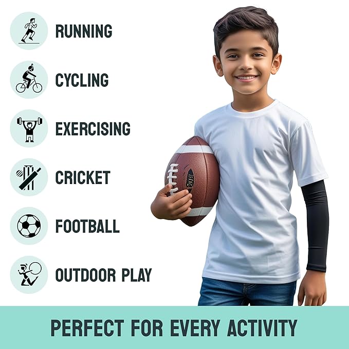 Kids Arm Sleeves – Protective Arm Covers for Boys & Girls, Ages 5–13, UV Sun Protection, Perfect for Sports, Cycling, Running, and Outdoor Activities