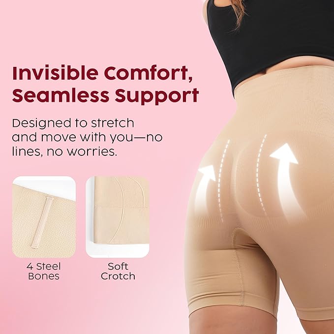 Women's Tummy Tucker Shapewear Shorts | High Waist Slim Fit Body Shaper for Women | Under Dress Anti Rolling Seamless Thigh Shaping Panty