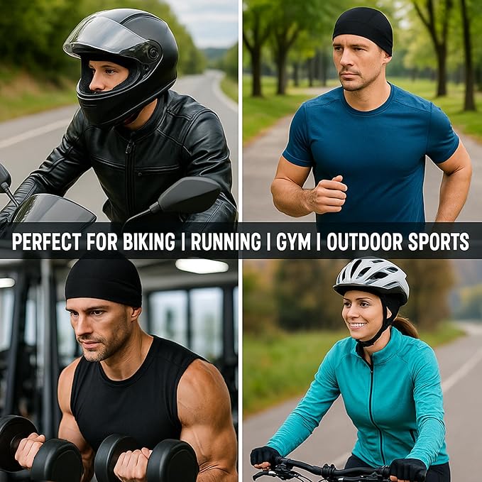 Helmet Skull Cap for Men & Women | Breathable Cycling Cap | Sweat-Wicking Helmet Liner | Lightweight Cooling Beanie for Biking, Running, Outdoor Sports