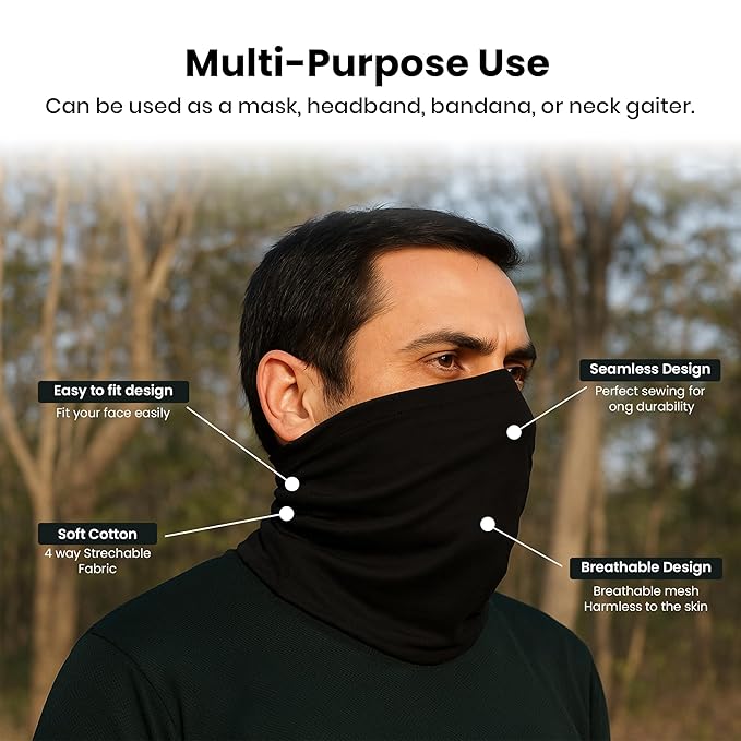 Bandana for Men & Women | UV Protection, Breathable & Lightweight Face Cover | Multipurpose Headwrap, Headband & Neck Scarf for Sports, Outdoor, Travel & Daily Use