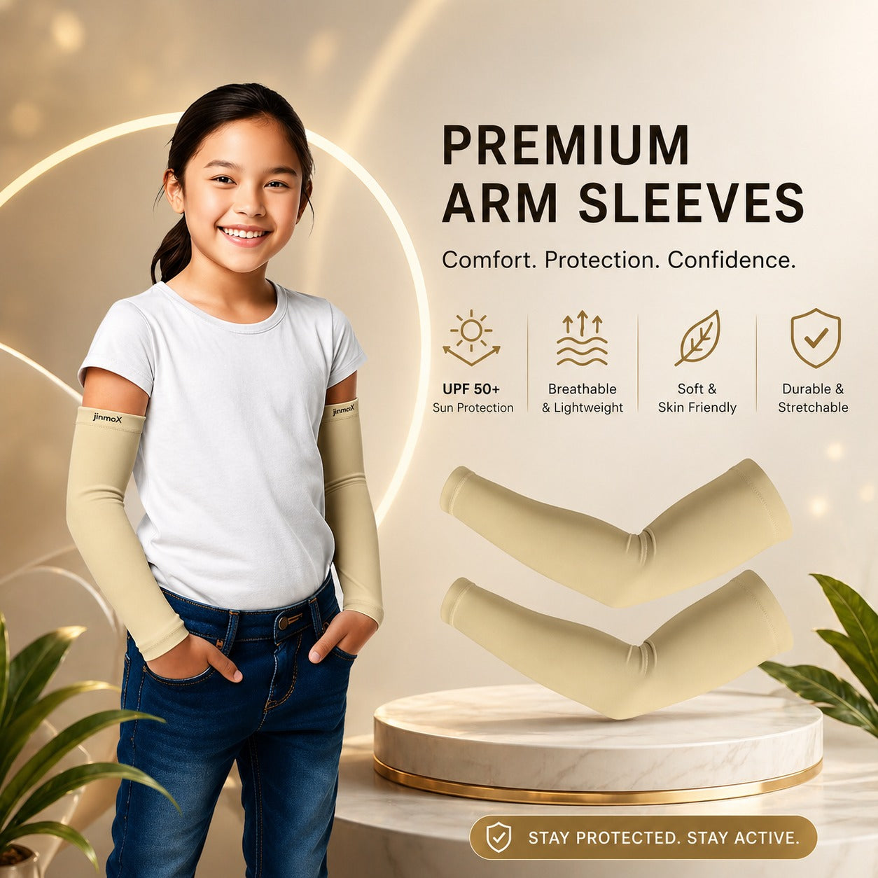 Kids Arm Sleeves – Protective Arm Covers for Boys & Girls, Ages 5–13, UV Sun Protection, Perfect for Sports, Cycling, Running, and Outdoor Activities