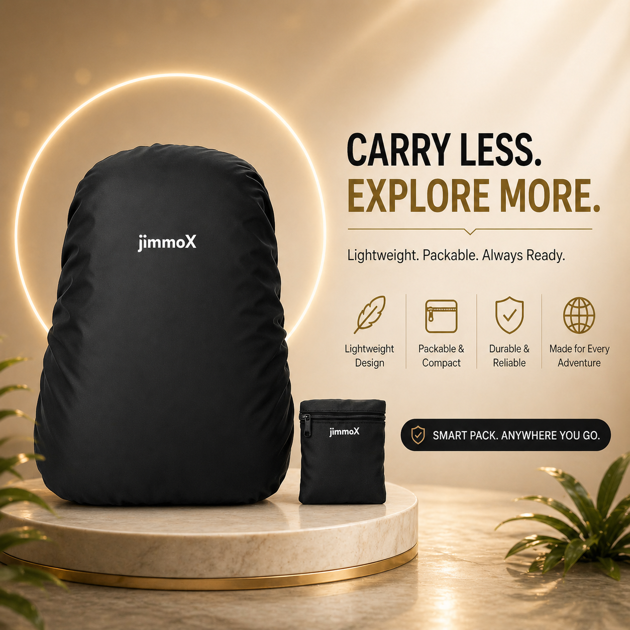 Waterproof Bag Rain Cover for 30L-35L Backpacks | Dustproof & Rubberized Black Cover for School Bag, Laptop Bag, Hiking, Travel Use (1)